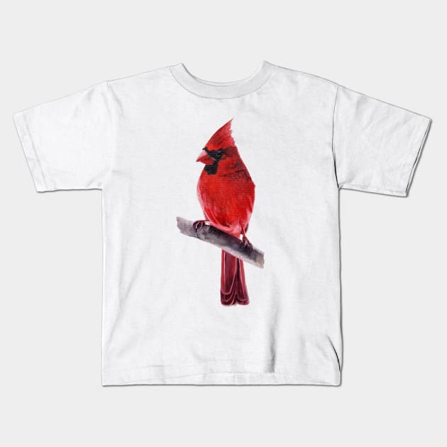 Cardinal - bird painting Kids T-Shirt by EmilyBickell